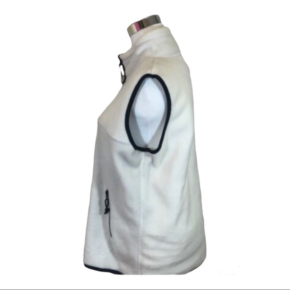 Carolyn Taylor Sport Womens Vest Size M Zip Front Pockets Ivory Blue Fleece Warm - Picture 3 of 11